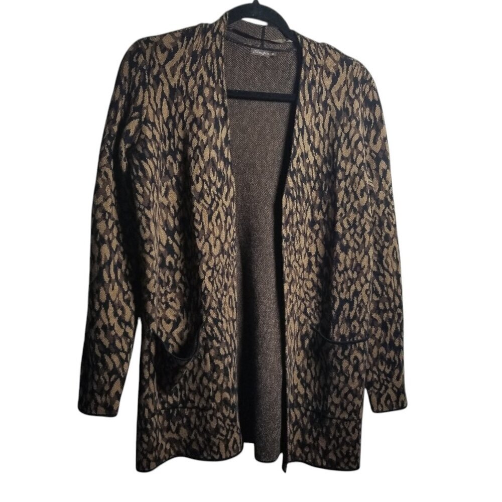 J McLaughlin Women's Wool Leopard Print Office Career Timeless Cardigan Sz XS